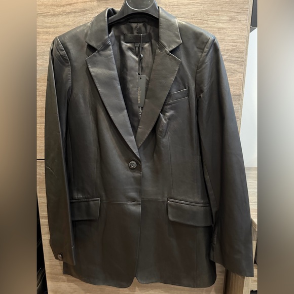 NWT Rag & Bone Charles Black Leather Blazer Jacket sz 6 - Picture 9 of 13